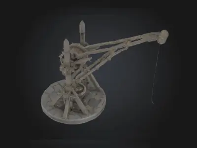 Siege Tower Crane Medieval Wood STL OBJ 3D model