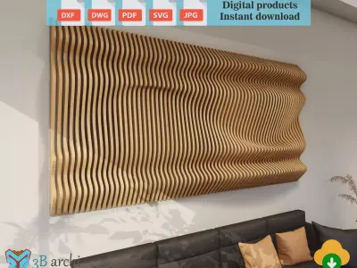 Parametric Wave Wall Low-poly 3D model