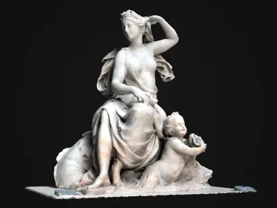 Amphitrite statue Low-poly 3D model