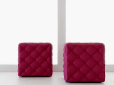 Quilted cube pouf 3D model