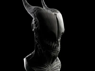 Creature alien head sculpture 3D print model