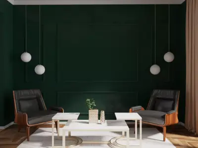 Realistic modern interior Low-poly 3D model