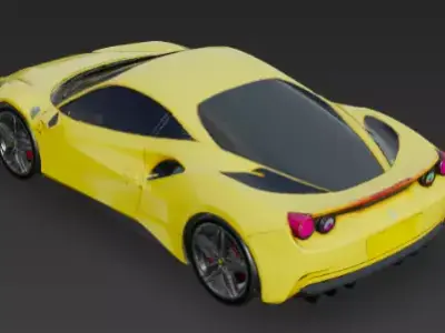Yellow Ferrari Sports Racing Car 3D Model Game Ready 3D model