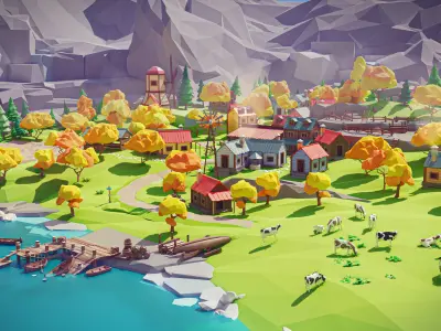 Village 2 Low-poly 3D model