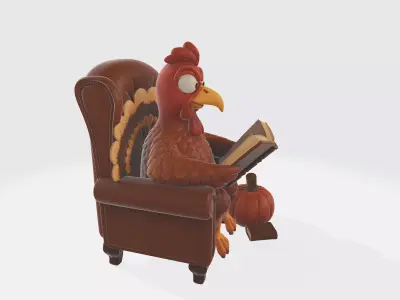 Thanksgiving Turkey Reading Chair Decor Cozy Fall Holiday  3D print model