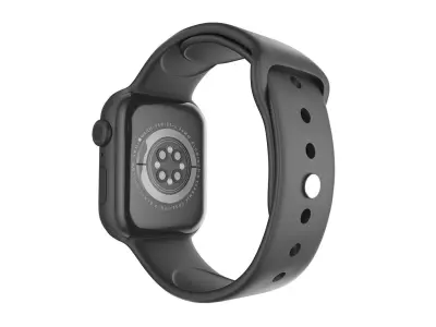 Apple Watch Series 6 44mm Space Gray Aluminum Case Black  Band 3D model