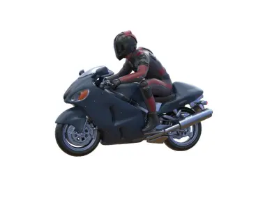 Motor rider and motorcycle 3D print model