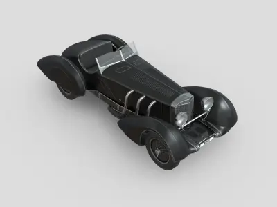 Mercedes Benz SSK Trossi Roadster 1930 Low-poly 3D model