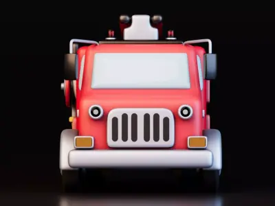 Stylized Fire Truck Low-poly 3D model