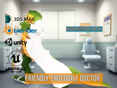 Friendly Crocodile Doctor model pack Low-poly 3D model