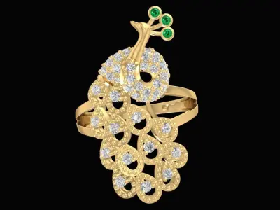 Luxury Peacock Diamond Cocktail Ring for Women 3D Model 902 3D print model