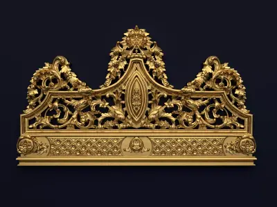 Classic Carved Bed 3D model 07 3D model