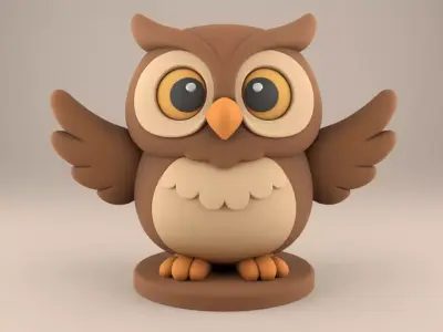 Cute Cartoon Owl STL File Easy 3D Print Model 3D print model
