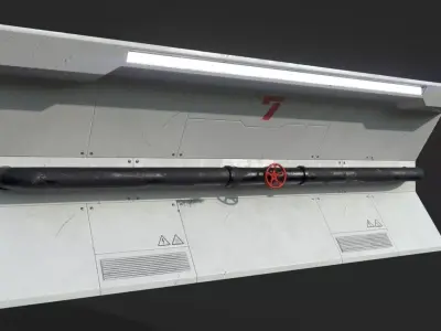 Futuristic Industrial Wall Game Ready Low-poly 3D model