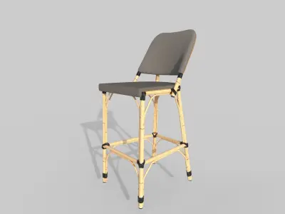 Wooden chair Low-poly 3D model
