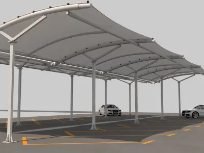 Open Car Parking  Tent 3D model