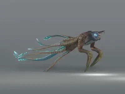 Squidking Monster - rigged Low-poly 3D model