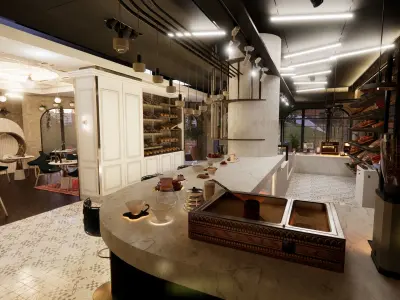 Pattisserie Interior and Outdoor 3D Model 3D model