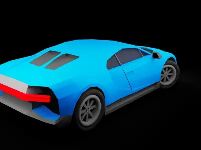 Low Poly Bugatti Chiron Sports Car Low-poly 3D model