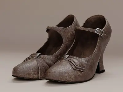 Leather Women Shoes PBR Low-poly 3D model