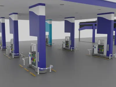 Gas Station Low-poly 3D model 2