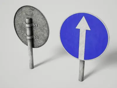 Mandatory Road Signs Pack Game Ready Vol 1 Low-poly 3D model