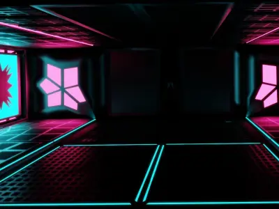 Studio room with neon lights Free low-poly 3D model