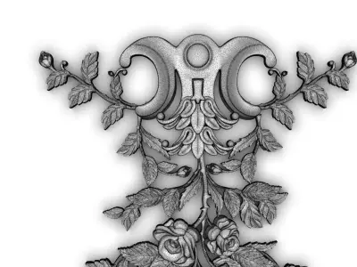 Carved decor rose vertical 005 3dprin 3D model 3D model