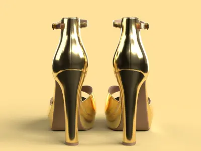 Unbranded Sandal 01 Women Platform Sandal Gold Low-poly 3D model