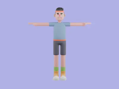 Stylized 3D Male Climber Character - Cartoon Rock Climber 3D model