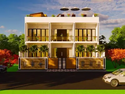 modern house with swimmingpool 3D model