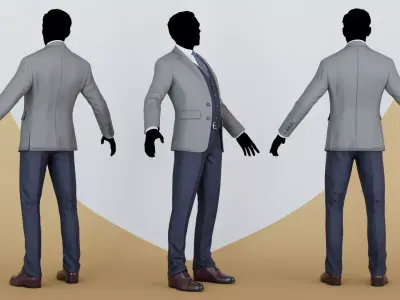 Men Pans with Shirt Blazer and Shoes MixBlueBlackGrey Low-poly 3D model