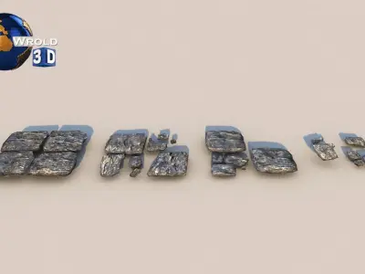 Lowpoly Concrete Rock Tile Collection Pack 3D Model Low-poly 3D model