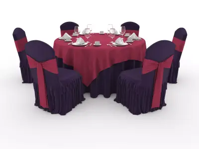 Banquet Table and Chair 60 3D model
