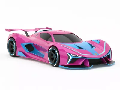 Futuristic Hyper Race Car Low-poly 3D model