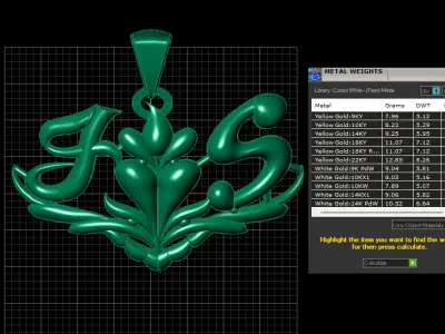 PRECIOUS G S ALPHABET PENDANT 3D PRINTABLE MODEL  3D print model
