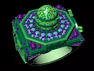 Mosque Dome Signet Ring  Gold Arabic Mosque Inspired Ring 3D print model