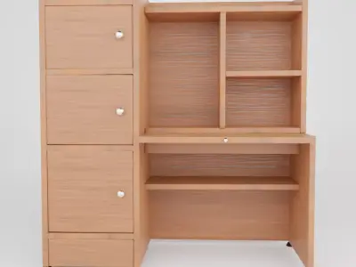 modern wooden study table design Low-poly 3D model