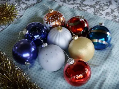 New Year and Christmas decorations Low-poly 3D model