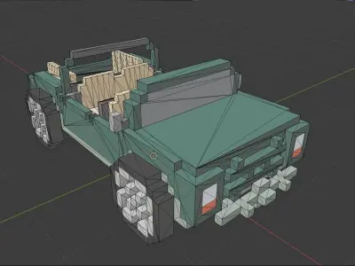 Voxel Jeep Low-poly 3D model