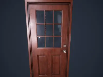 Door Wood Window M5 Low-poly 3D model