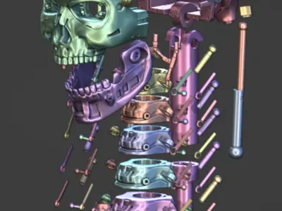 Animatronic T-800 Terminator skull with face tracking 3D print model