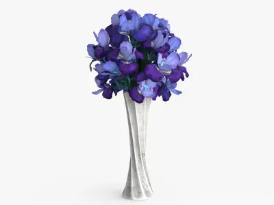 Iris Bouquet Flower Low-poly 3D model