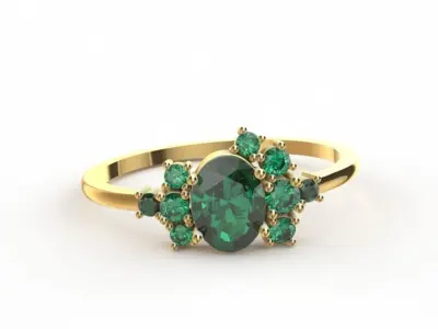 Ring-size53 emerald ring gold 3D print model