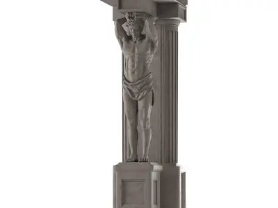 Atlant statue of man holding column 3D model