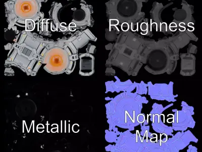 Futuristic SciFi Sphere Model Pack with Glowing Elements Low-poly 3D model