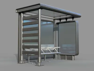 12 Bus Stop Base Mesh with UVs and Textures Vol 1 Low-poly 3D model