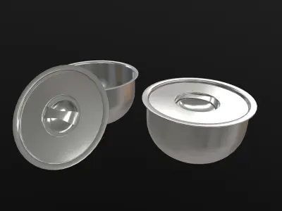 Steel Bowl AR VR PBR  Lowpoly with game ready 3d Model Low-poly 3D model