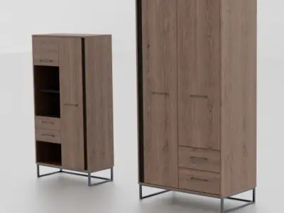 Wardrobe and living Room Shelving 3D model