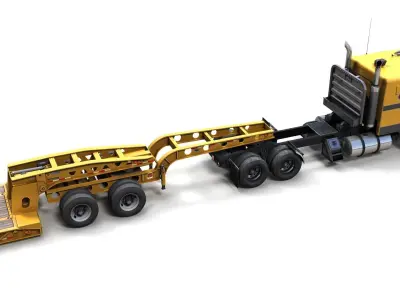 Peterbilt 362 Lowboy trailer Low-poly 3D model